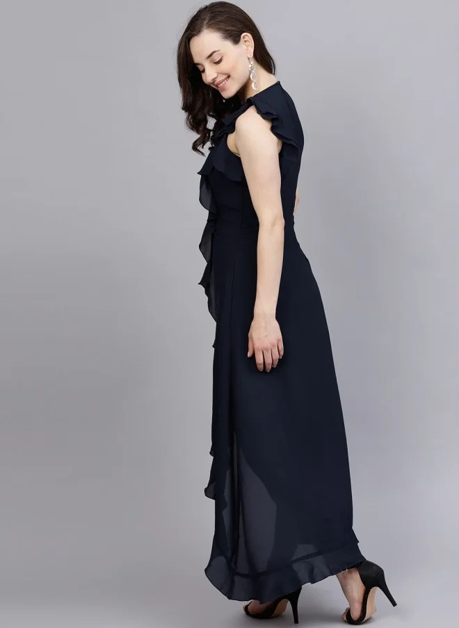 STREET 9  Navy Blue Ruffled Maxi Dress for Women for Women | Best Price UAE