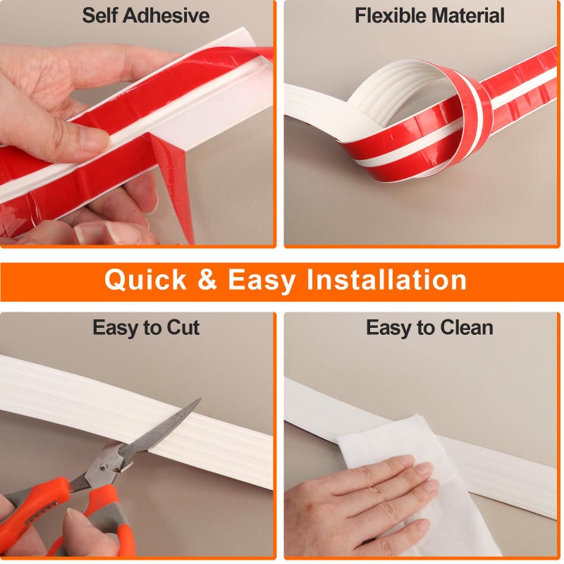 Elvone Peel and Stick Wall Corner Protector & Edge Guard, Self-Adhesive Flexible Trim Molding for Inside & Outside Corners, Wall, Countertop, 1.6" W x 20' L, White - Image 5