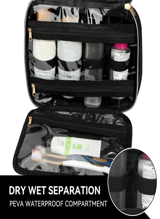 Voova Hanging Travel Toiletry Bag for Women Men, Waterproof Makeup Cosmetic Organizer Holder for Toiletries Accessories, Traveling Essentials,Shampoo,Full-Sized Container, Brushes Kit Set, Black - Image 4