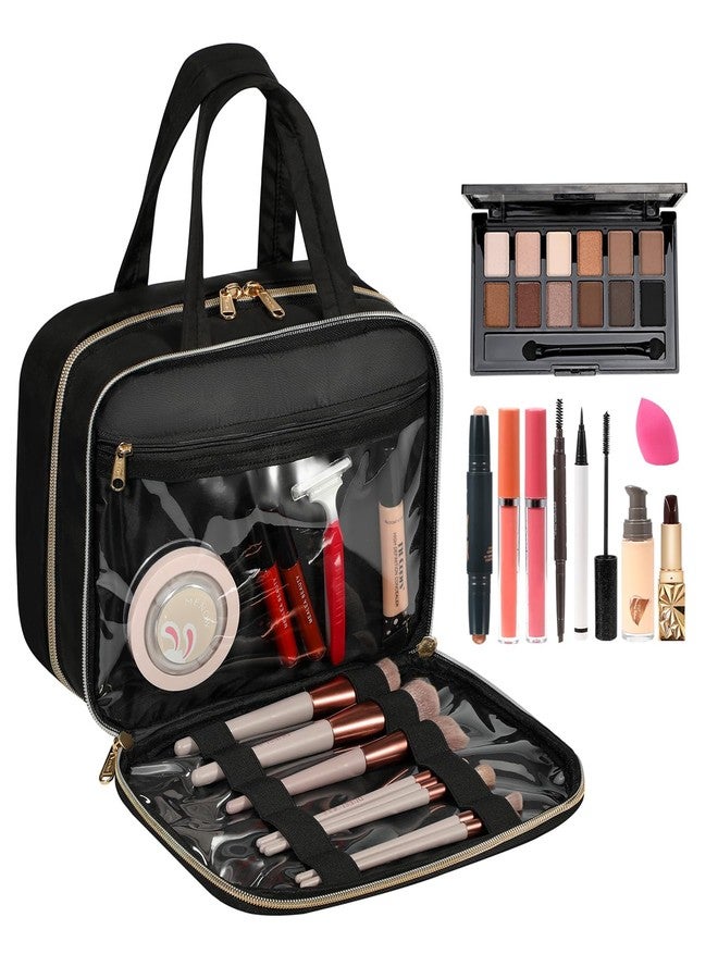 Voova Hanging Travel Toiletry Bag for Women Men, Waterproof Makeup Cosmetic Organizer Holder for Toiletries Accessories, Traveling Essentials,Shampoo,Full-Sized Container, Brushes Kit Set, Black - Image 2