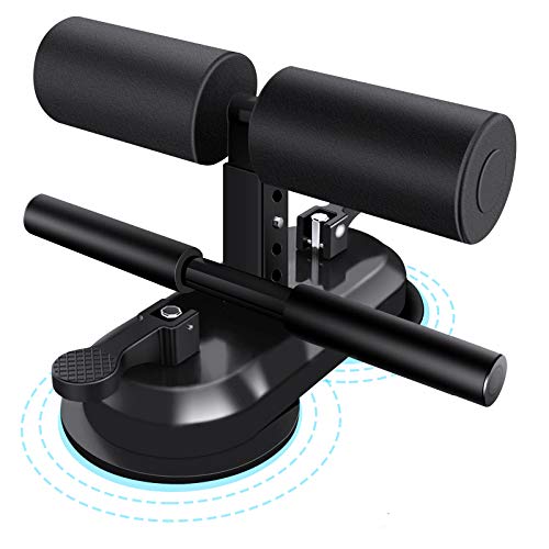 TARFEPA Sit Up Assistant Device Bar for Floor, Portable Sit Up Exercise Equipment with 2 Strong Suction Cups and Adjustable Foot Holder, Abs Master for Home Workout, Black - Image 1