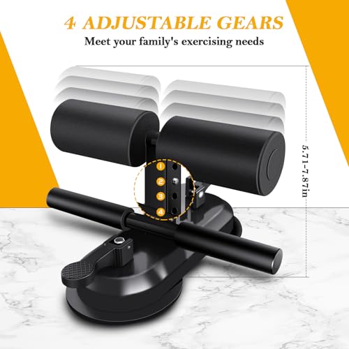 TARFEPA Sit Up Assistant Device Bar for Floor, Portable Sit Up Exercise Equipment with 2 Strong Suction Cups and Adjustable Foot Holder, Abs Master for Home Workout, Black - Image 5