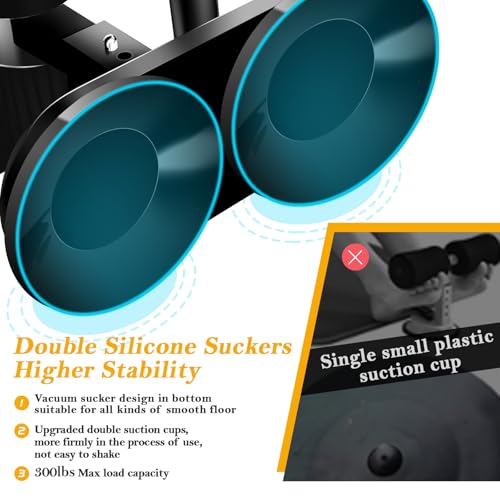 TARFEPA Sit Up Assistant Device Bar for Floor, Portable Sit Up Exercise Equipment with 2 Strong Suction Cups and Adjustable Foot Holder, Abs Master for Home Workout, Black - Image 3