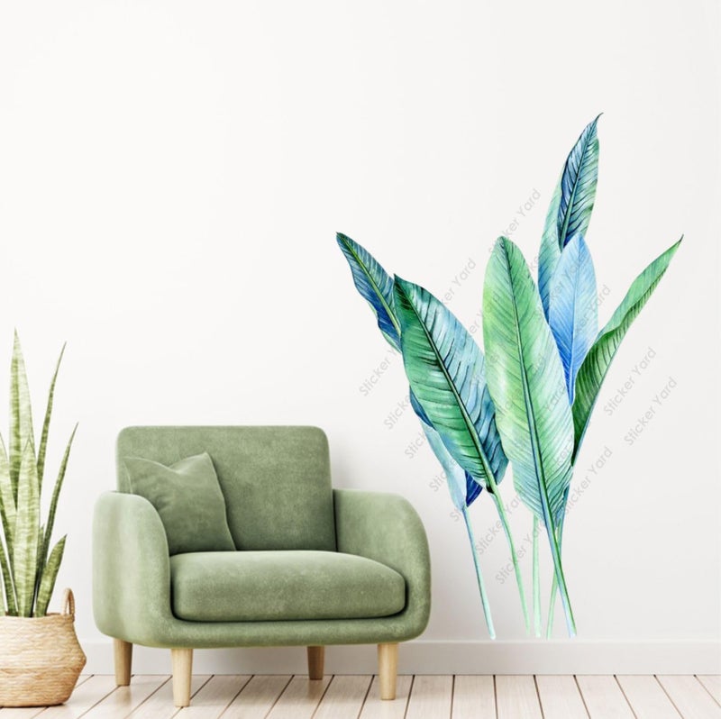 Sticker Yard PVC Vinyl Green Leaves Self-Adhesive Wall Sticker for Home Decor/Decoration - Living Room, Bedroom, Kids Room (Multicolor,Size 56X85CM) - Image 1