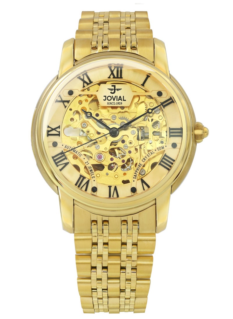 Jovial - Men's Fashion metal band watch, 40mm, Gold - Image 1