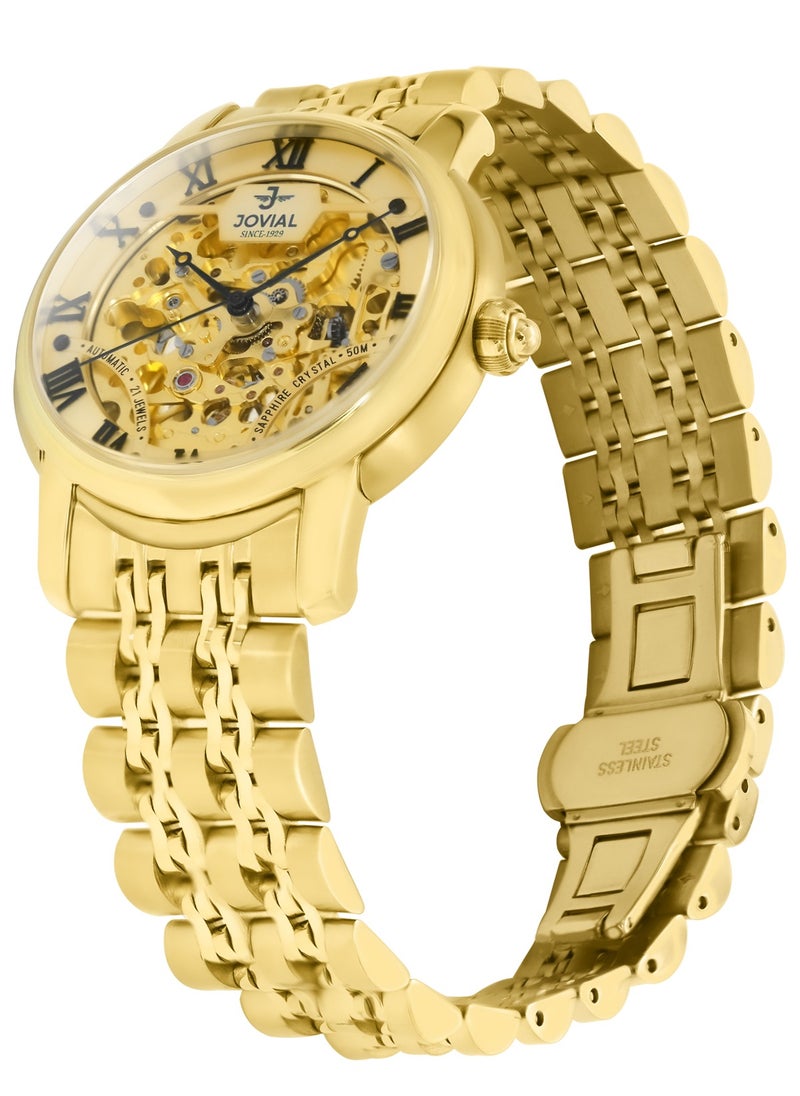 Jovial - Men's Fashion metal band watch, 40mm, Gold - Image 1