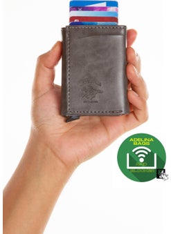 Adelina Bags Gray Aluminum Mechanism Sliding Card Holder Wallet Accessory  - Image 3