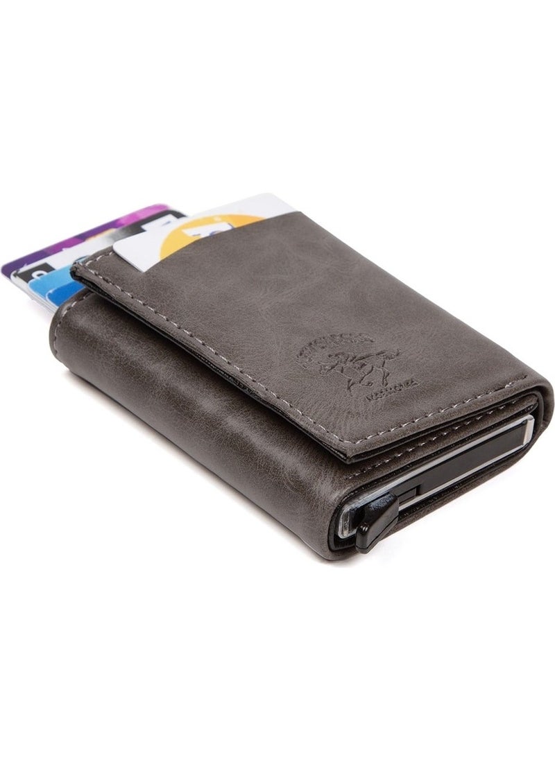 Adelina Bags Gray Aluminum Mechanism Sliding Card Holder Wallet Accessory  - Image 5