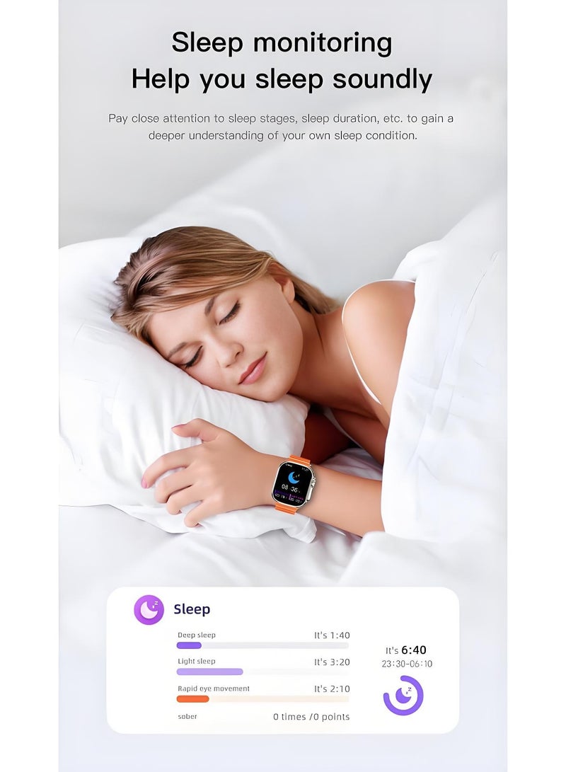 Smart Watch Ultra3，Exercise Smartwatch，Waterproof Fitness Watch，Bluetooth Calling，Compatible with Androd and IOS，TFT Display，Heart Rate Moitoring，Orange - Image 4