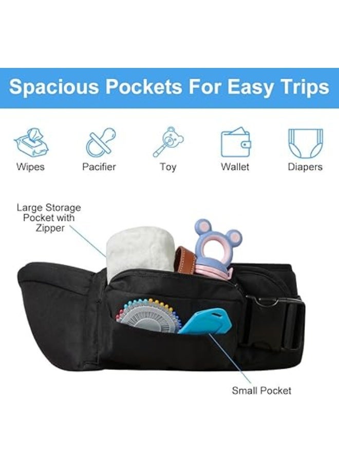 KASTWAVE Baby Hip Seat Carrier, Lightweight Waist Stool with Adjustable Strap and Pockets, Breathable Design, Hands-Free Hip Seat Carrier for 0-36 Months Babies - Image 4