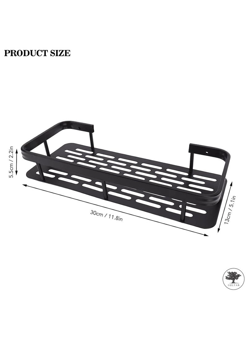 sulfar - Sulfar Stainless Steel Self Adhesive Bathroom Shelf/No Drill Sticker Wall Mounted Shelf for Kitchen/Multipurpose Storage Rack Shelf for Home, Kitchen, Laundry Room (Black) Pack of 1 - Image 1