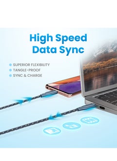 Remson USB-C to Type-C Remson Rapid-Link Nylon Braided Cable Fast Charge & Data Sync 2 Meters Blue  - Image 5