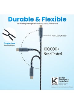 Remson USB-C to Type-C Remson Rapid-Link Nylon Braided Cable Fast Charge & Data Sync 2 Meters Blue  - Image 2