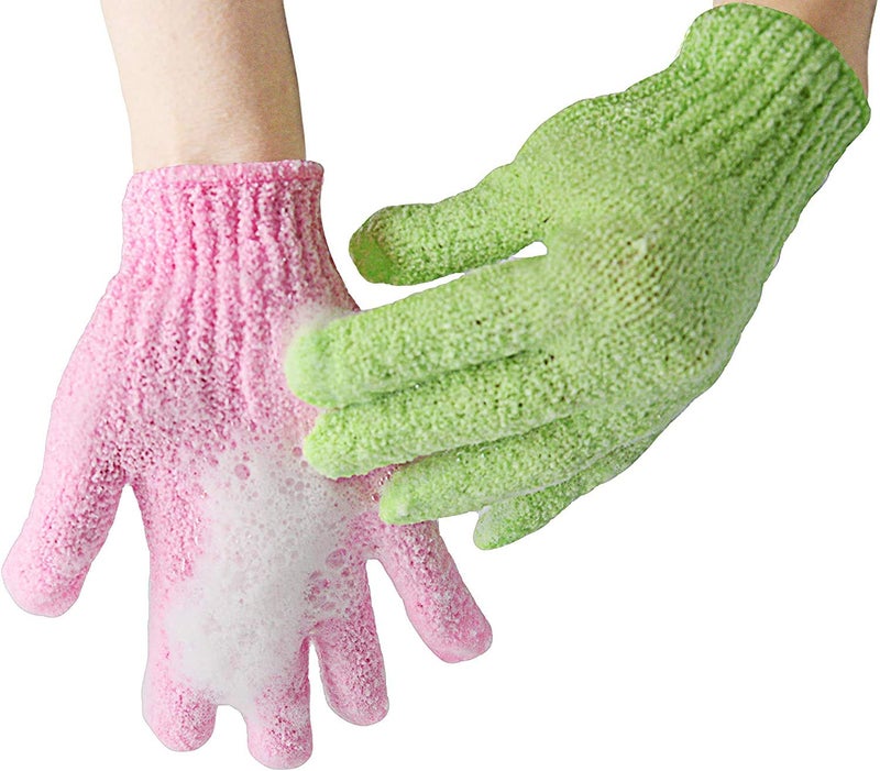 Brushman BRUSHMAN Exfoliating Dual Texture Bath Gloves for Shower Spa Massage and Body Scrubs Dead Skin Cell Remover Gloves with hanging loop 1 Pair Heavy Glove 2 pair - Image 2