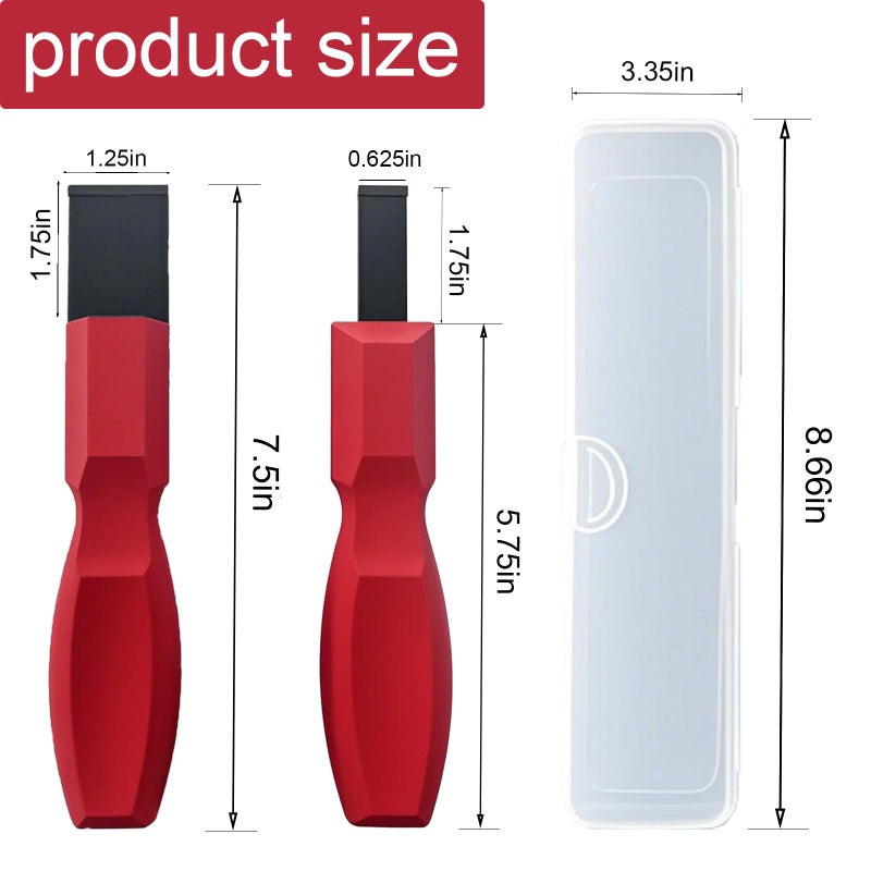 groword 2PC Carbide Scraper, 1-1/4-Inch and 5/8-Inch Super Carbide Gasket Scraper with Storage Case for Metal and Automotive Cleaning (Red) - Image 2