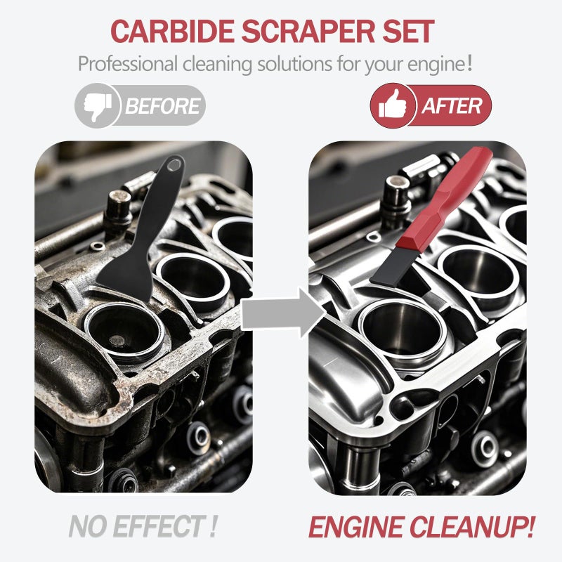 groword 2PC Carbide Scraper, 1-1/4-Inch and 5/8-Inch Super Carbide Gasket Scraper with Storage Case for Metal and Automotive Cleaning (Red) - Image 5
