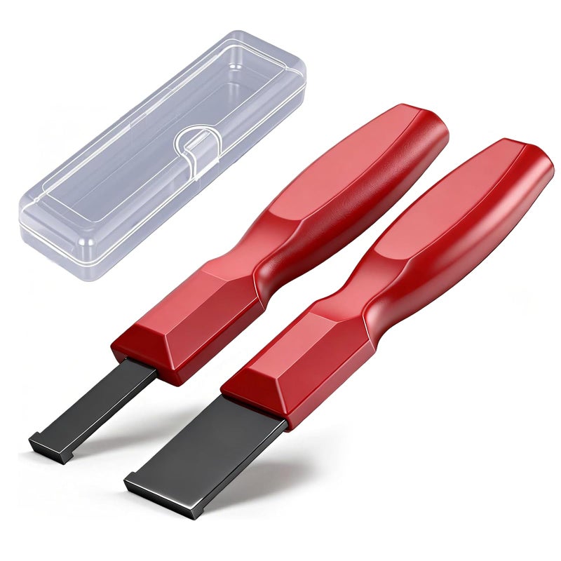 groword 2PC Carbide Scraper, 1-1/4-Inch and 5/8-Inch Super Carbide Gasket Scraper with Storage Case for Metal and Automotive Cleaning (Red) - Image 1