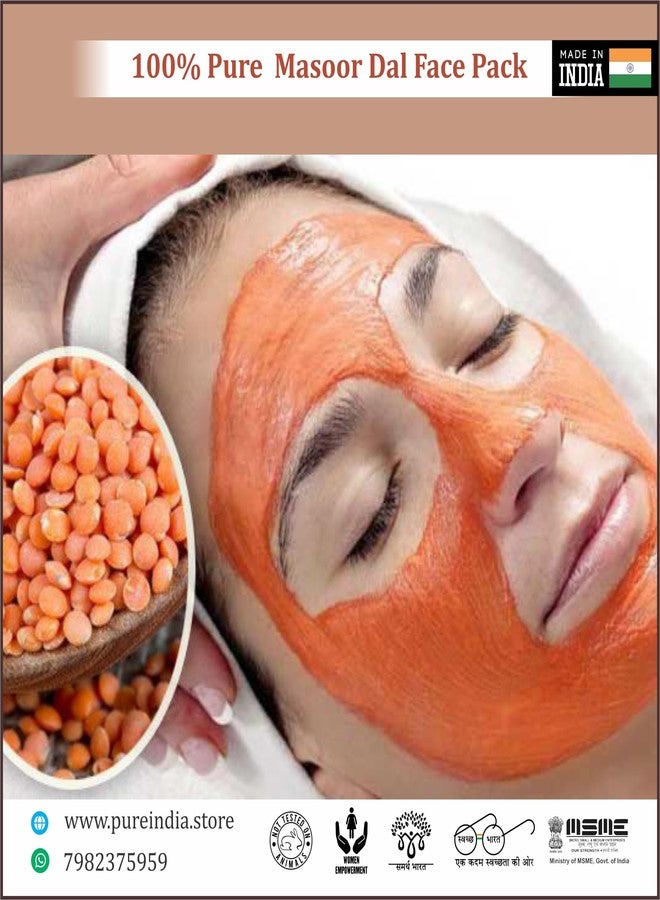 PureIndia Masoor daal Face Mask-100 Gm, All Skin Type For Radiant Skin,Brightening & Removes- Dark Spots,Acne,Pimples, Blemishes. For Men & Women. 100% Masoor daal. By- PUREINDIA - Image 4