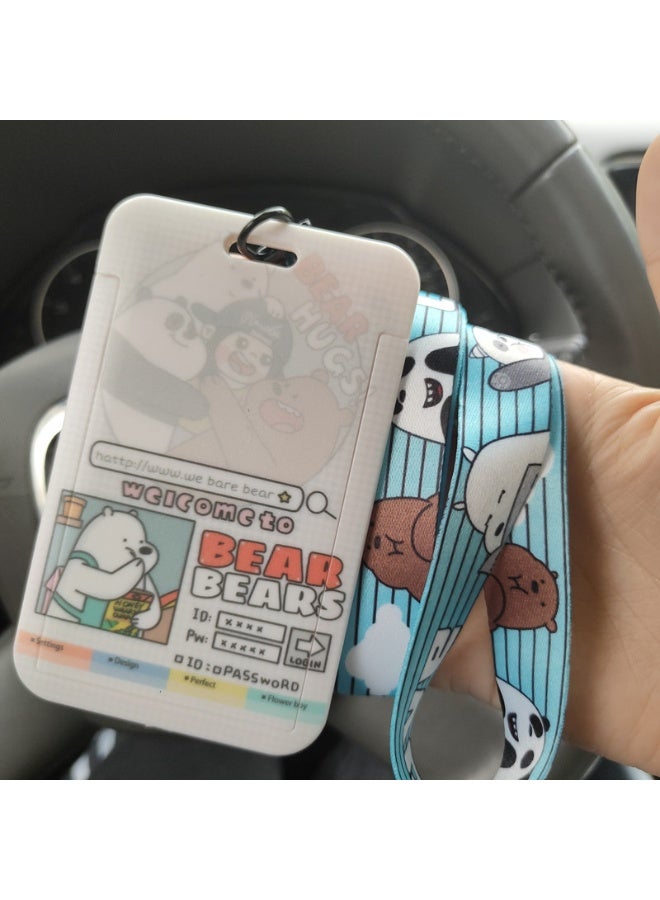 NIBEMINENT 1 - Piece Cute Bear Doll Kpop Photo Card Holder Pendant Key Chain ID Badge Holder ID Card Holder Photo Card Protector for School ID Office ID Access Card for Women Girls
