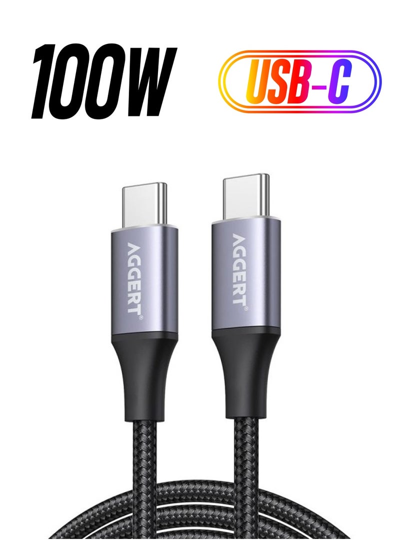 اجيرت كابل شحن سريع مجدول من النوع C إلى C بقدرة 100 وات 6502 - Image 1