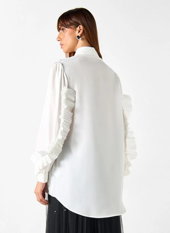 2Xtremz 2Xtremz Ruffle Detail Shirt with Long Sleeves