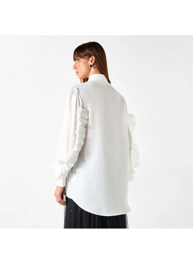 2Xtremz 2Xtremz Ruffle Detail Shirt with Long Sleeves