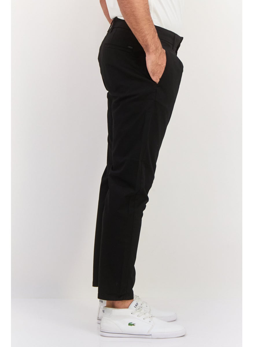 Sorbino Men Solid Stretchable Straight Leg Pants, Black  - Image 2