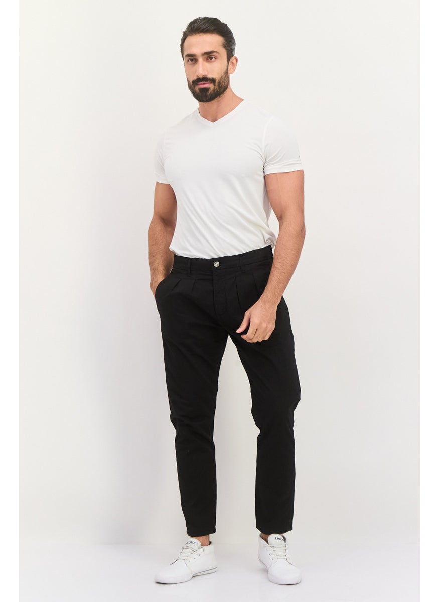 Sorbino Men Solid Stretchable Straight Leg Pants, Black  - Image 4