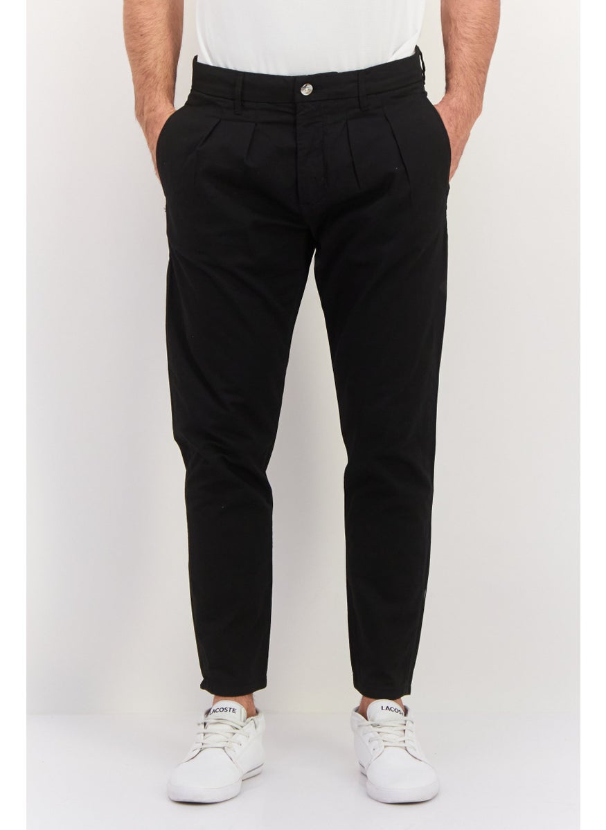 Sorbino Men Solid Stretchable Straight Leg Pants, Black  - Image 1