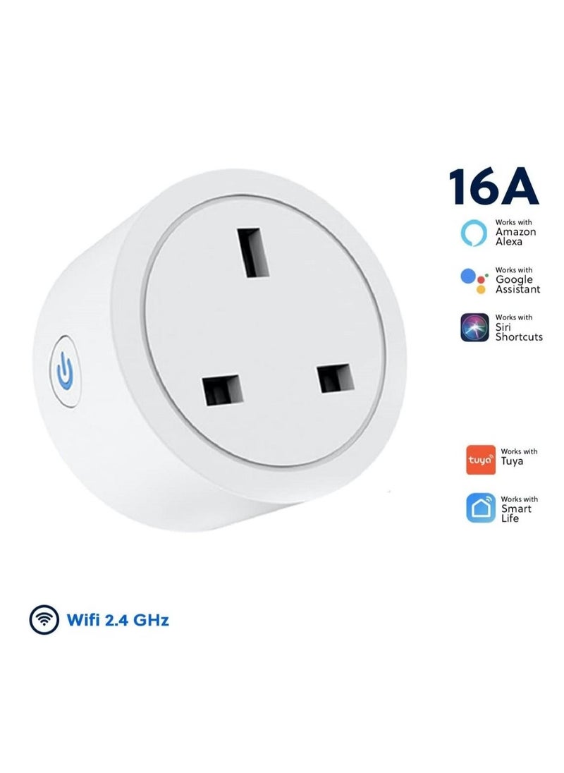 MMG - 16A Smart Wifi Plug  Smart Plugs that Work with Tuya, Smart Life,  Google Home,  WiFi Smart Socket with Timer Function 2.4GHz WiFi Only - Image 1