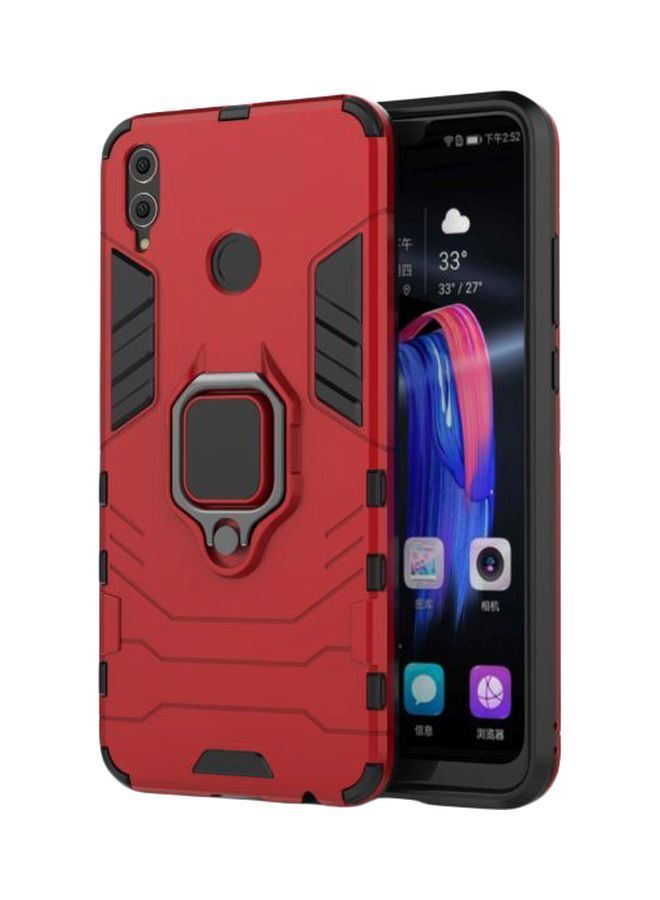 NIBEMINENT Protective Case Cover With Magnetic Ring For Honor 8x Red/Black