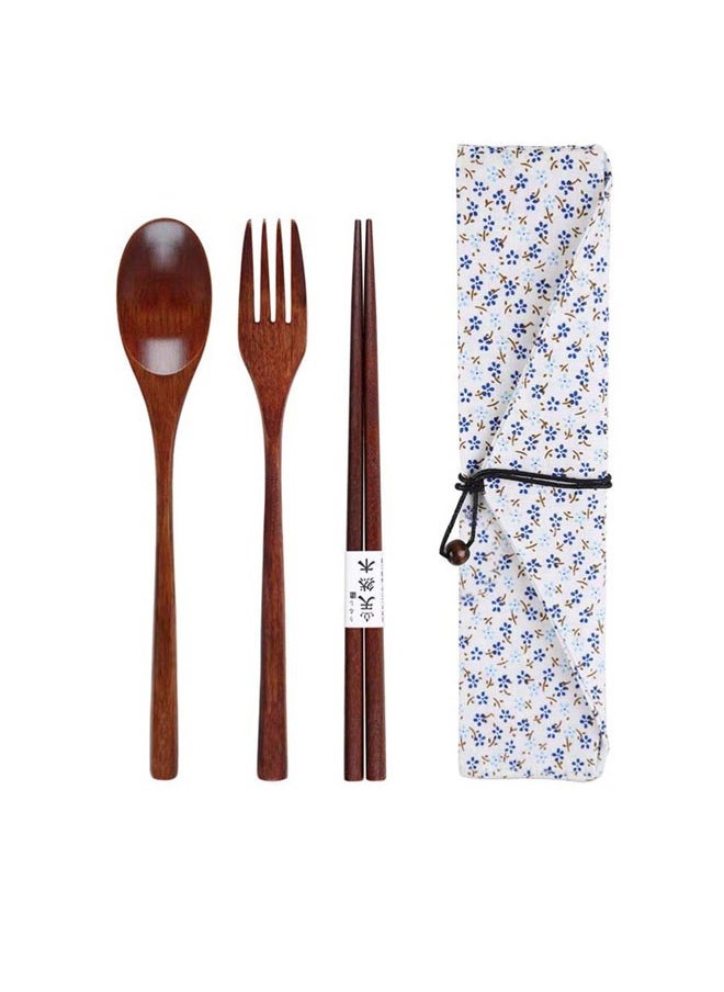 SOWUGI - Wooden Spoon Chopsticks Fork Sets Dinnerware Combinations Chopsticks and Spoons Fork Set - Image 1