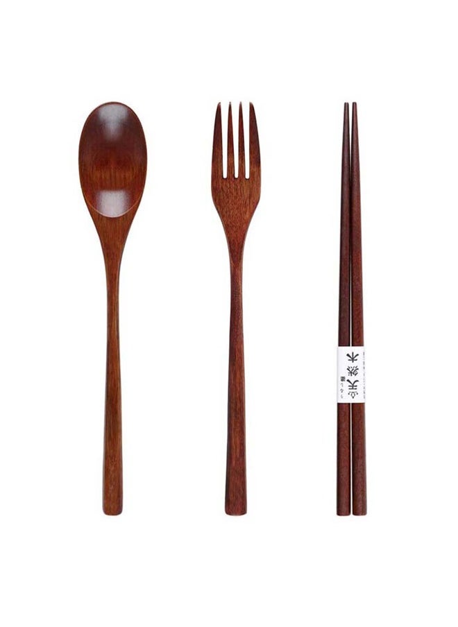 SOWUGI - Wooden Spoon Chopsticks Fork Sets Dinnerware Combinations Chopsticks and Spoons Fork Set - Image 1