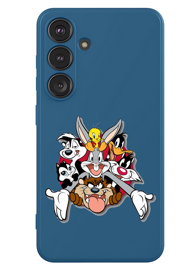 Theodor Protective Slim Fit Case Liquid Silicone Cover with Full Body Protection Anti-Scratch Shockproof Case For Samsung Galaxy S25 (Blue) - Looney Tunes - Image 1