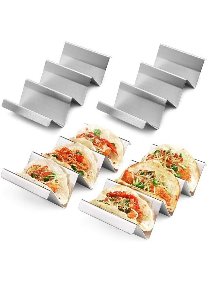 LENND Taco Holder Stand - Set of 4 - Oven & Grill Safe Stainless Steel Taco Racks With Handles - Fill & Serve Tacos With Ease - Taco Trays - Image 1