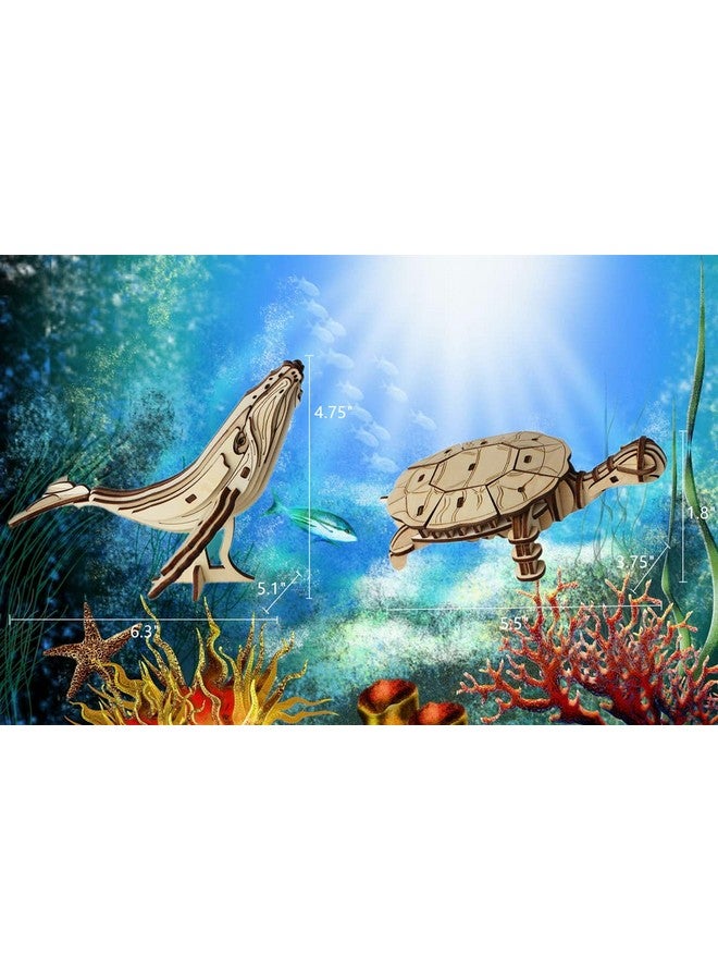 i-CHONY 3D Wooden Sea Animal Puzzle - 6 Piece Set Wood Sea Animals Skeleton Assembly Model Kits - Wooden Crafts DIY Brain Teaser Puzzle - STEM Toys Gifts for Kids and Adults Teens Boys Girls - Image 4