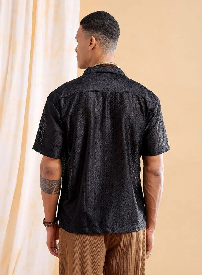 شركة المرآب الهندية Men Relaxed Fit Solid Half Sleeves Cuban Collar Resort Wear Shirt