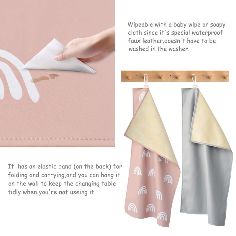 Owlowla Baby Diaper Changing Pad Portable Changing Mat Travel Changing Pad Liner for Baby and Small Toddler(Gray&Rainbow) - Image 3