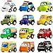 Funcorn Toys Pull Back Car 12 Pack Assorted Mini Plastic Vehicle Set Pull Back Truck and Car Toys for Boys Kids Toddler Party FavorsDie Cast Car Toy Play Set - Image 3