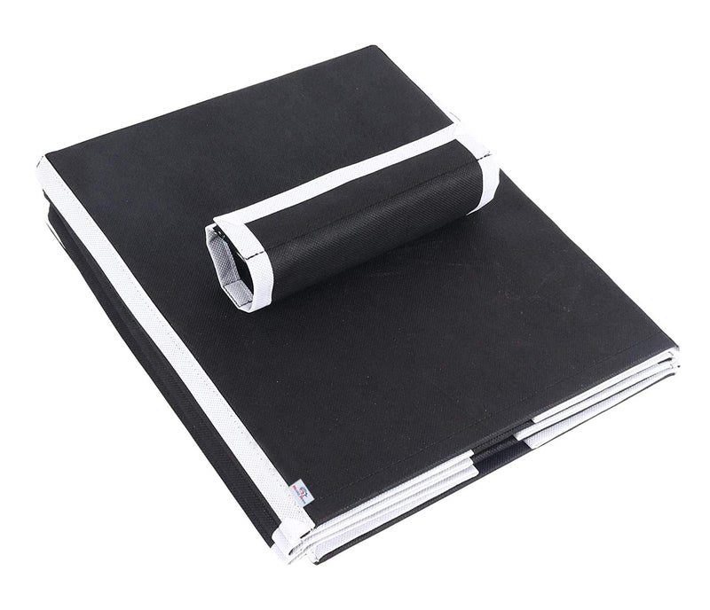 Kuber Industries Heart Home Non Woven Hanging 4 Shelves Foldable WardrobeCloset Cloth Organizer Grey BlackPack of 2HHEART15336 - Image 4