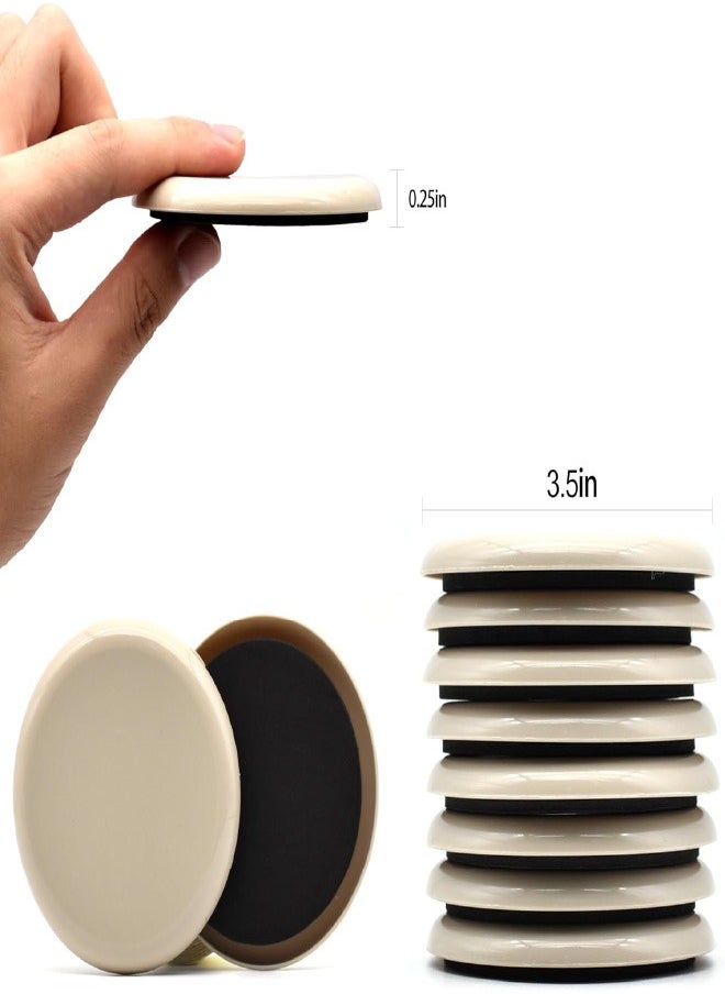 Furniture Sliders, 8 Pcs 3 1/2'' Furniture Sliders Pads for Hardwood Floors, Chair Legs Floors Protectors, Reusable Round Glides Glider, Heavy Duty Furniture Movers Sliders  - Image 2