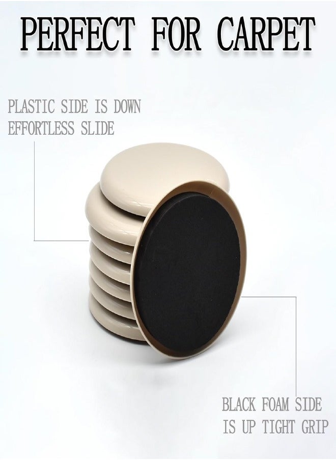 Furniture Sliders, 8 Pcs 3 1/2'' Furniture Sliders Pads for Hardwood Floors, Chair Legs Floors Protectors, Reusable Round Glides Glider, Heavy Duty Furniture Movers Sliders  - Image 3