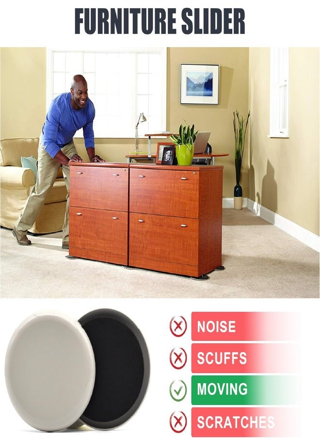 Furniture Sliders, 8 Pcs 3 1/2'' Furniture Sliders Pads for Hardwood Floors, Chair Legs Floors Protectors, Reusable Round Glides Glider, Heavy Duty Furniture Movers Sliders  - Image 5