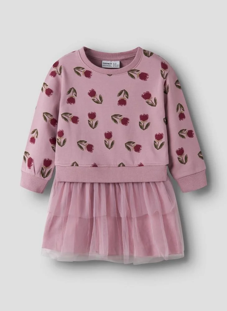 Kids Printed Long Sleeve Mini Dress