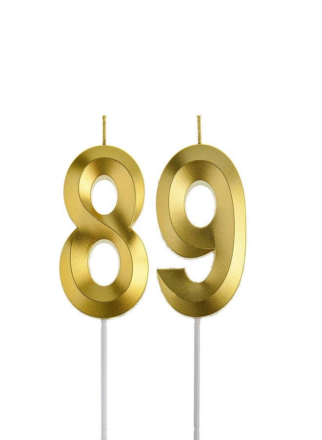 Qj-solar شموع ذهبية لعيد الميلاد 89 و98، زينة كعكة ذهبية تحمل الرقمين 89 و98 لتزيين حفلات أعياد الميلاد - Image 1