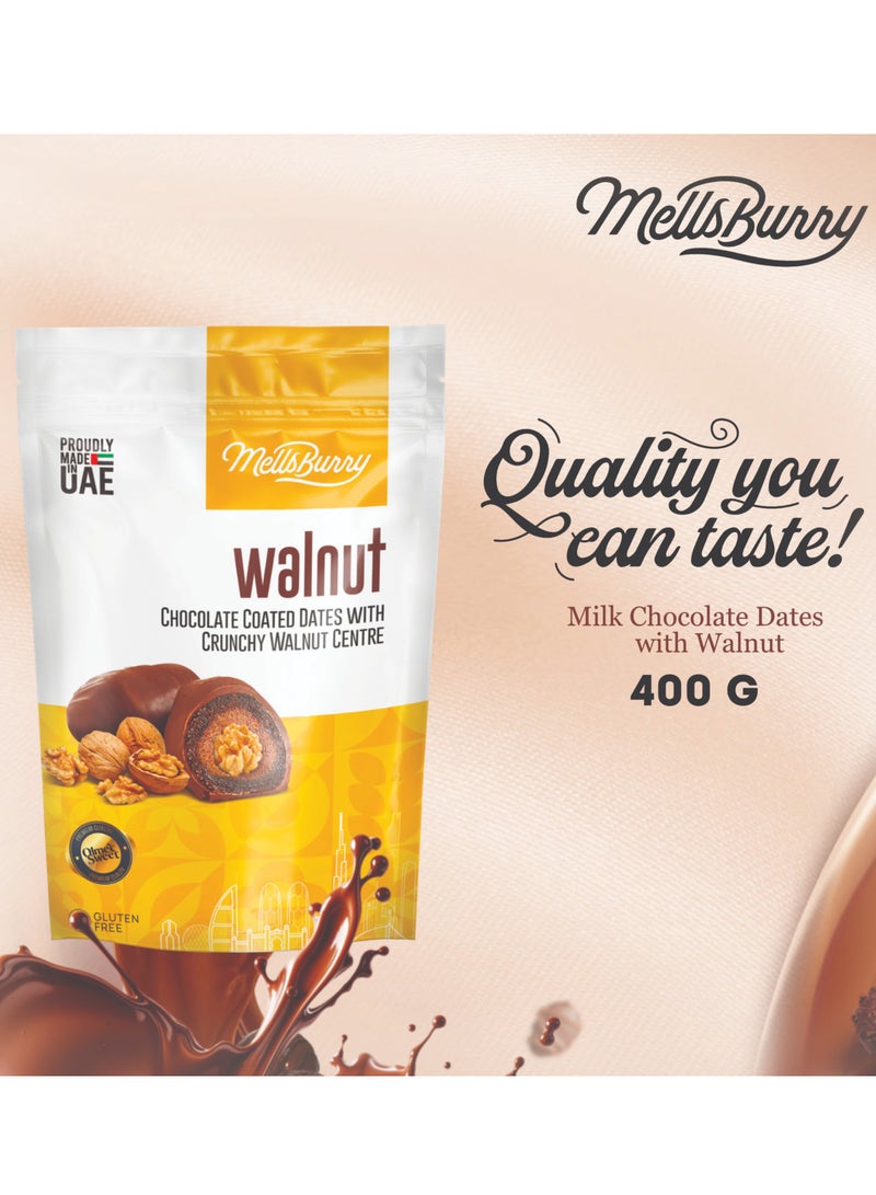 MELLSBURRY Walnut Chocolate Coated Dates with Crunchy Walnut Centre 400g | Premium UAE Made Gluten Free Dates - Image 2