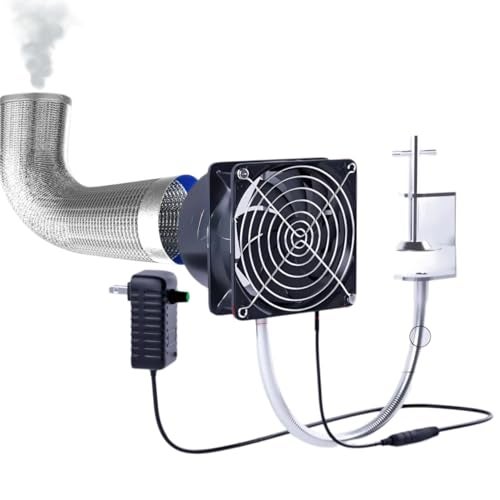 Martians Fume Extractor Adjustable Suction Power Solder with 10-foot smoke exhaust pipe blower fan for Soldering Stained Glass Laser Engraving DIY Projects - Image 1