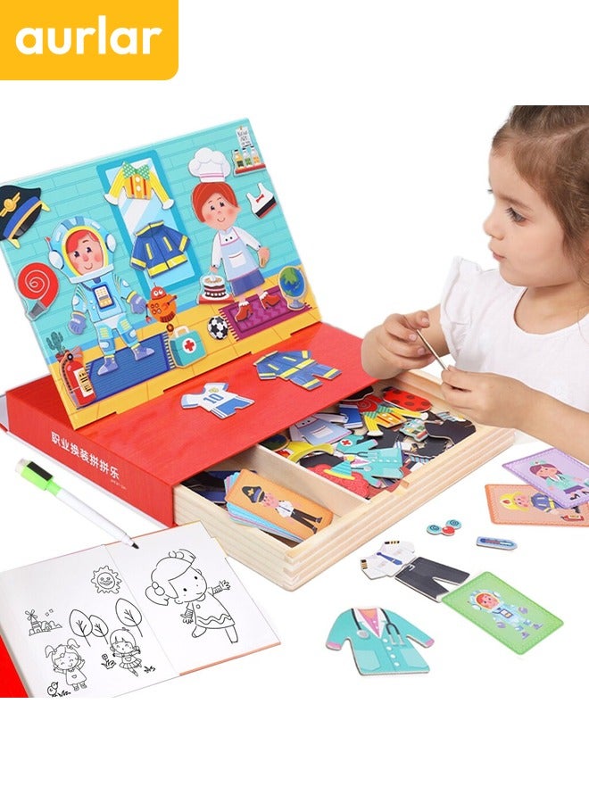 الأورلار لوحة الألغاز المغناطيسية التعليمية للأطفال – تعلم المهن وتبديل الملابس وتنمية الإبداع - Image 1