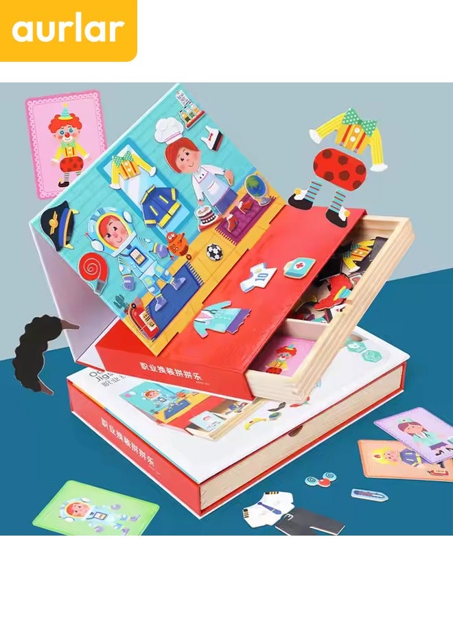 الأورلار لوحة الألغاز المغناطيسية التعليمية للأطفال – تعلم المهن وتبديل الملابس وتنمية الإبداع - Image 2