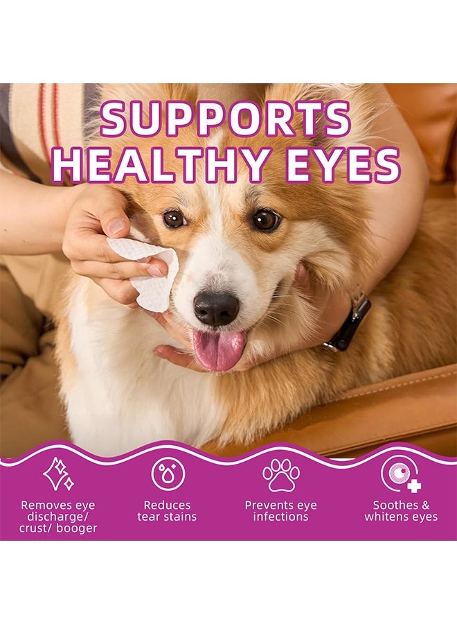 Jellico Pet Eyes Wipes for Dogs & Cats, Gently Remove Tear Stain, Eye Debris, Discharge, Mucus Secretions, Coconut Oil Pet Cleaning Grooming Deodorizing Wipes for Eyes, Wrinkle, Face, 200Pcs - Image 4